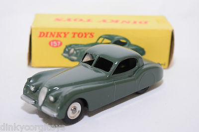 P DINKY TOYS 157 JAGUAR XK120 XK 120 COUPE DARK GREEN SPUN HUBS MINT BOXED RARE