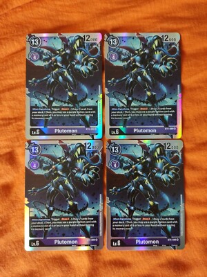  Digimon TCG - 4x Plutomon - BT4-089 - Playset - SR Super Rare - Neu