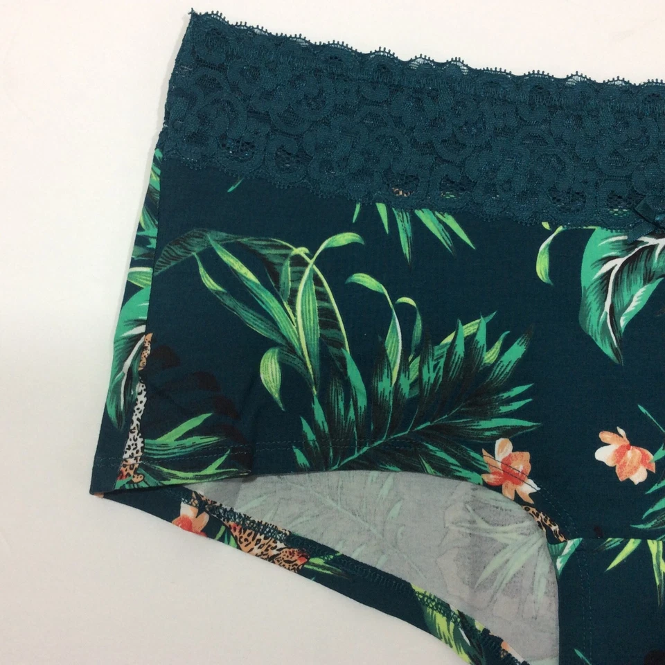 Bragas cortas para mujer Torrid con estampado de animales de la selva talla grande 1X encaje verde oscuro Foto 2 de 4