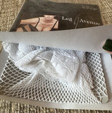 Vtg Leg Avenue White Fishnet Lace Top Thigh High Stockings One Size NWT