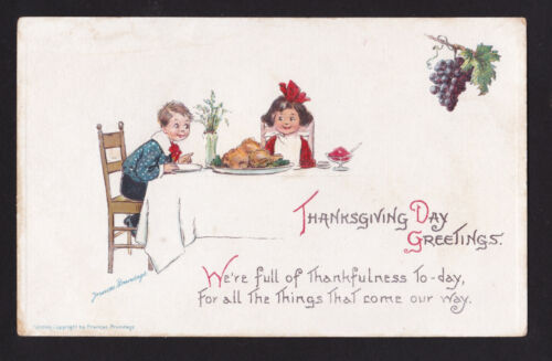 c1910 artist signed Brundage children Thanksgiving Day Gabriel postcard - 第 1/2 張圖片