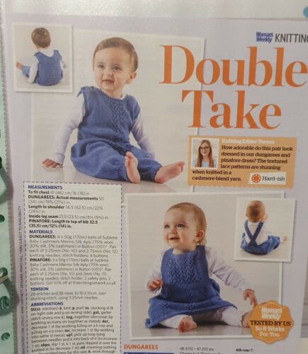 Knitting pattern mag pullout Traditional Knitted Dungarees & Pinafore Dress  - Picture 1 of 3