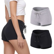 Soft Stretch Low Rise Drawstring Yoga Shorts Women Workout Running Lounge Short