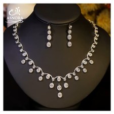 Chic Cubic Zirconia Tassel Water Drop Necklace Bride Wedding Ball Event Party
