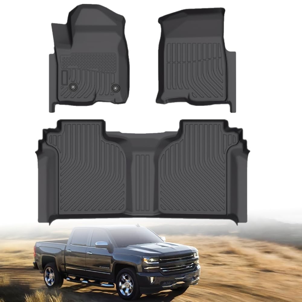 Floor Mats for Chevy Silverado GMC Sierra 1500 2500 3500 HD Crew Cab 2019-2025