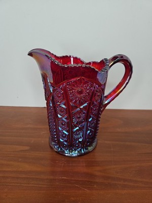 PRETTY INDIANA GLASS RUBY RED SUNSET WATER PIICHER 7''