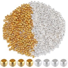 1 Box 2000Pcs 2mm Crimp Beads Metal Round Crimp Beads Gold Silver Spacer Stop...
