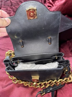 Versace La Medusa Small Top Handle Satchel Black Gold Hardware Chain Strap