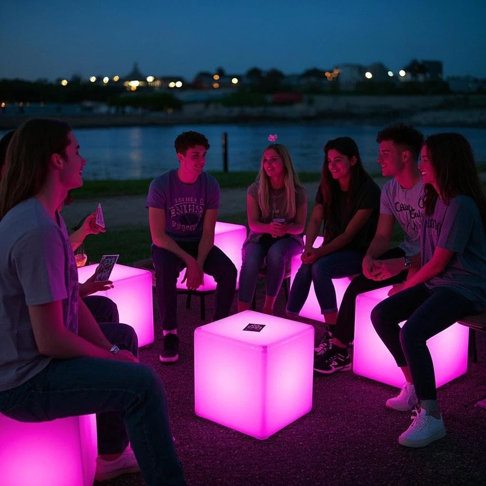 Luz de silla cubo recargable de 16 pulgadas, asiento cubo brillante de 16 colores RGB con control remoto,... Foto 2 de 4