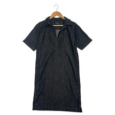 Lauren Ralph Lauren Shirt Dress Womens Small Black Petite Chambray Denim Pockets