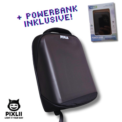LED Rucksack Spectra HD 96×128 + Powerbank 10.000mAh, App, Schule, Bike, PIXLII