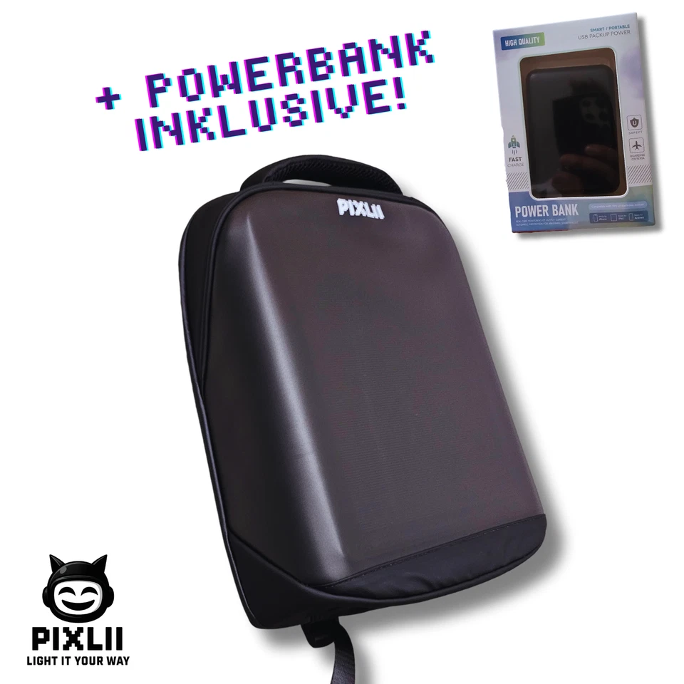 LED Rucksack Spectra HD 96×128 + Powerbank 10.000mAh, App, Schule, Bike, PIXLII - Bild 2 von 4
