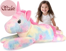43 Inch Giant Unicorn Stuffed Animal, Lifelike Giant Plush Unicorn Toys for Stre