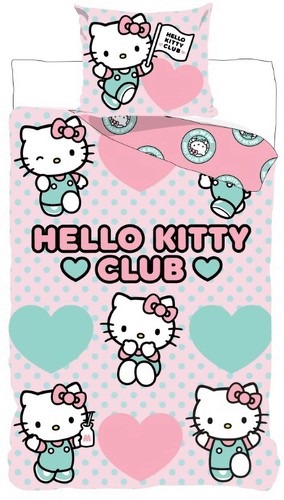Hello Kitty Wende-Bettwäsche-Set 135x200 80x80 Baumwolle Mädchen-Bettzeug Katze - Bild 1 von 4