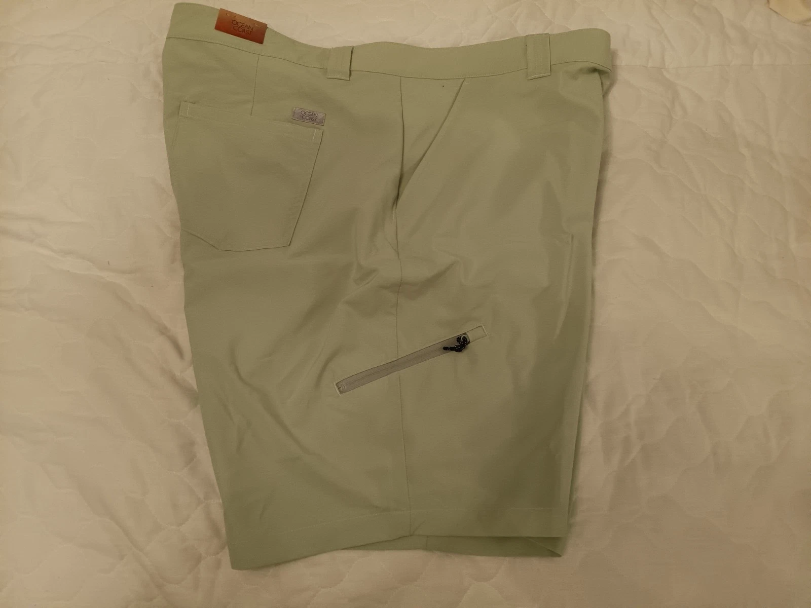 Ocean Coast shorts size 46 light green stretch lower zipper lower pocket NWT