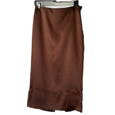 New Zara 89 Satin Effect Brown Midi Skirt Medium 2263/031
