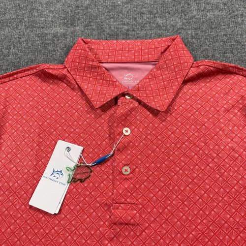 Southern Tide Polo Large Poppy Red Short Sleeve Golf Shirt Driver Snazzy Scales