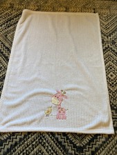 Baby Blanket White With Pink Giraffe Yellow Duck Chick