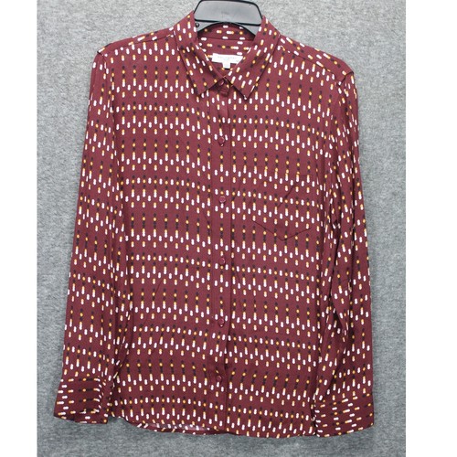 Equipment Medium Button Shirt Lemma Tawny Port Multi Dot Woven Viscose 