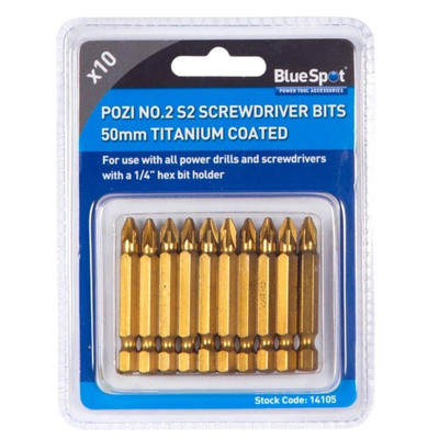 Strom Bit Set 10-teilig – Pozi-S2 Bits 50 Mm Mit Titanbeschichtung