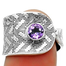 Adjustable Natural Amethyst Brazil 925 Sterling Silver Ring s.7 Jewelry R-1319