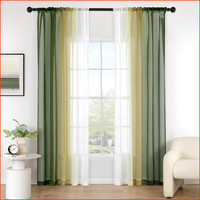 Voile VorhäNge 2Er Set KräUselband 140X145Cm OlivergrüN Transparent FüR
