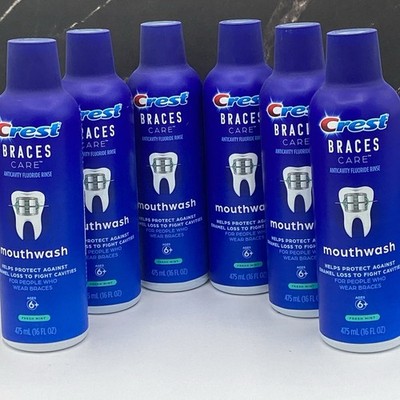 Crest Braces Care Anticavity Fluoride Rinse Mouthwash 08/24 (6 Pack)