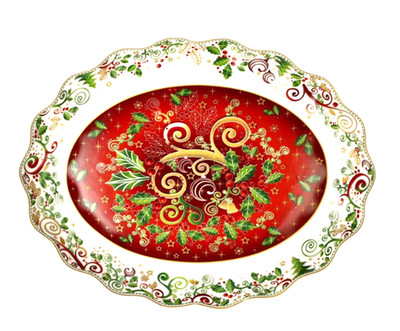 Goebel Palais Royal Kuchenplatte Ellipsis oval 28 x 22 cm Weihnachten