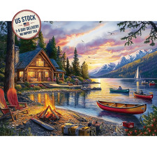 500 Piece Jigsaw Puzzle for Adults, Scenic Cabin Design 20.5" x 15" Home Decor