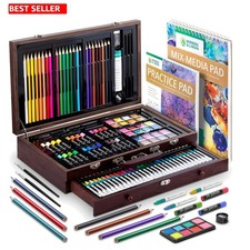 Complete 144-Piece Art Supplies - Watercolors, Pastels, and More for All Ages