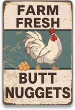 Farm Fresh Butt Nuggets Tin Metal Signs Home D cor 8x12 Inch Chicken for Coop Fu