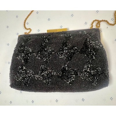 Vintage Valerie Stevens Black Beaded Evening Bag Clutch Purse Gold Chain Y2K