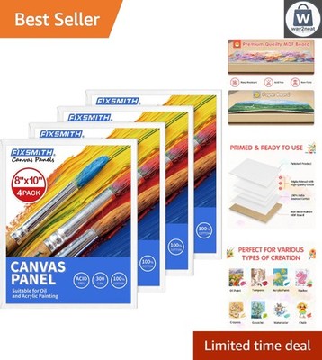 Versatile 8x10 Inch Canvas Panels - 4 Pack of Triple Primed Art Boards