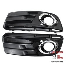 Pair Glossy Black ABS Front Bumper Lower Fog Light Cover Grill Grilles Insert