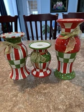 Temptations Set of 3 Christmas Candle Holder/Vases Multiple Different Styles