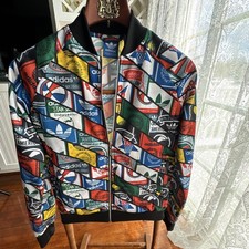 Adidas Bomber Jacket Black Superstar Zip Originals Bannerflag Logos Medium