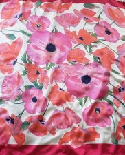 TALBOT'S POPPY SILK VINTAGE SCARF 36" 36" ROLLED STICHED EDGES NEW WITH TAGS
