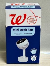 Walgreens Mini Desk Fan, 3 Adjustable Speeds, Rechargeable