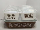 Vintage Pyrex Early American Refrigerator Set 501 502 503 - Excellent (See Note)