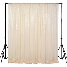 4FTx6FT Ivory Sequin Photo Backdrop Beige Wedding Booth Photography Curtain