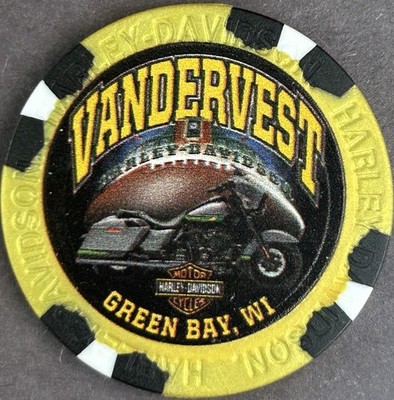 Harley Davidson Wide Print Poker Chip Vandervest HD in Green Bay, WI   DRAFT DAY