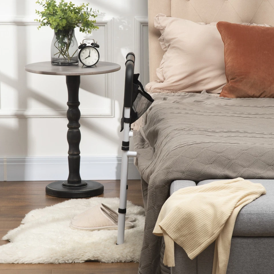 HOMCOM Maniglia per Letto con Lunghezza  e Altezza Regolabile in Acciaio Bianco - Immagine 2 di 4