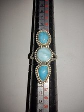 Southwestern Style Sterling Silver 925 TURQUOISE 3 Stone Ring Sz 6.5