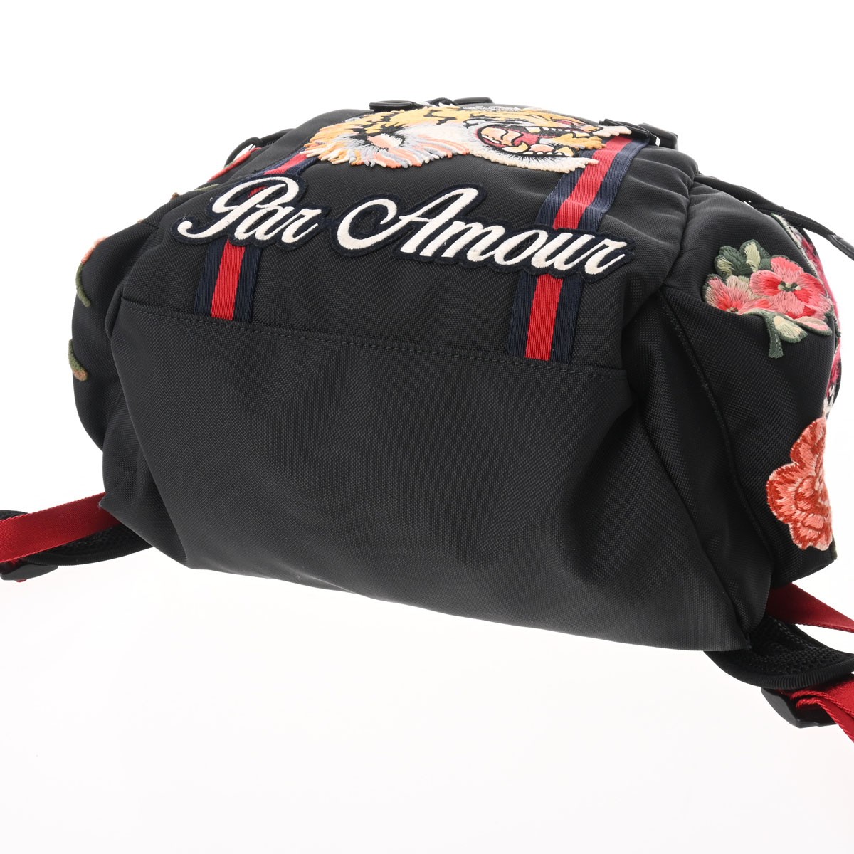 Gucci Embroidery Tiger Web Line Sherry Backpack Nylon Black GUCCI Soft GG Supreme Sherry Line Backpack Tiger PVC Leather  main image 4