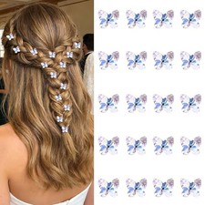 20Pcs Mini Butterfly Hair Clips - Sparkly Rhinestone Hair Pins for Silver