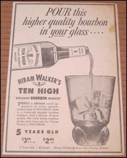 1956 Hiram Walker's Ten High Whiskey Print Ad Clipping 5.5"x8" Vintage Walker