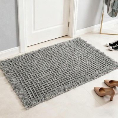 AIBIIN Badematte von 45,7 x 76,2 cm in dunkelgrauem Waffelmuster super