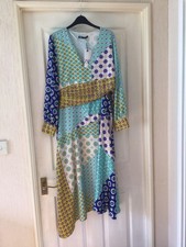 NEW Multicolour long Sleeve calf length V neck Dress Size M By By ZARA