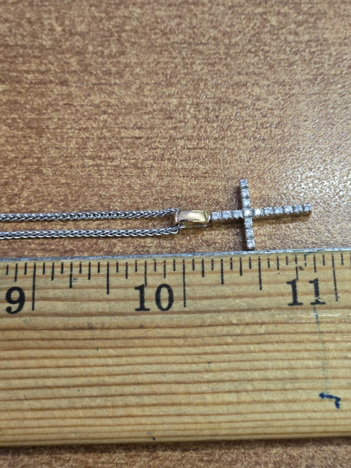 Damiani Diamond Mystery Cross Necklace 18k White/Rose - Image 3 of 4