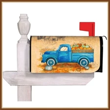 EVERGREEN MAILBOX COVER * FARM PUMPKIN TRUCK * STRONG MAGNETS - BRAND NEW